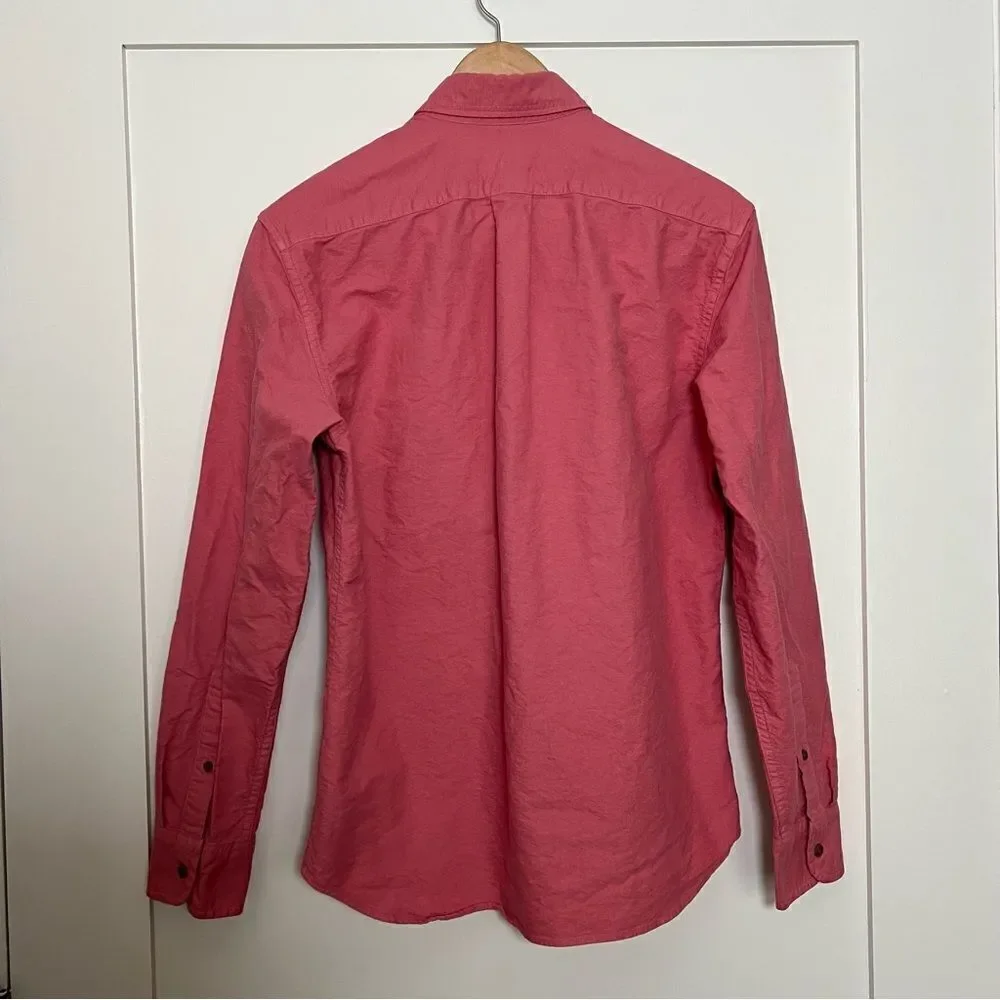 J Crew Shirt Mens Small Pink Slim Untucked Garment Dye Button Down Long Sleeve